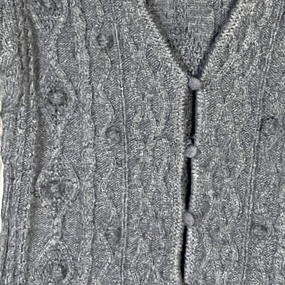Zara Knit Sweater Cardigan Women's Large Gray Button Up Wool Blend Peplum - Picture 4 of 12
